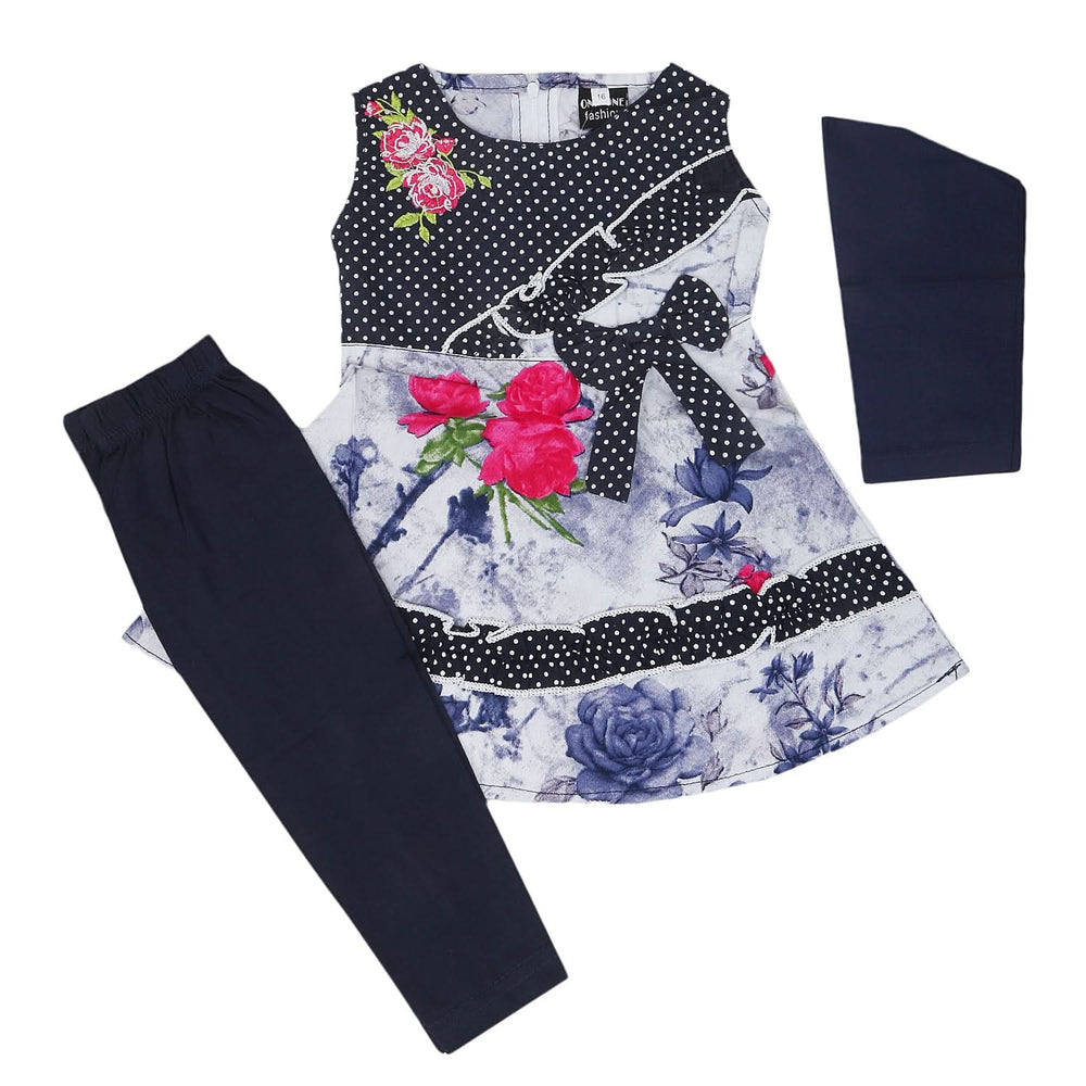 Girls Half Sleeves Tights Suit - Navy Blue, Kids, Girls Sets And Suits, Chase Value, Chase Value