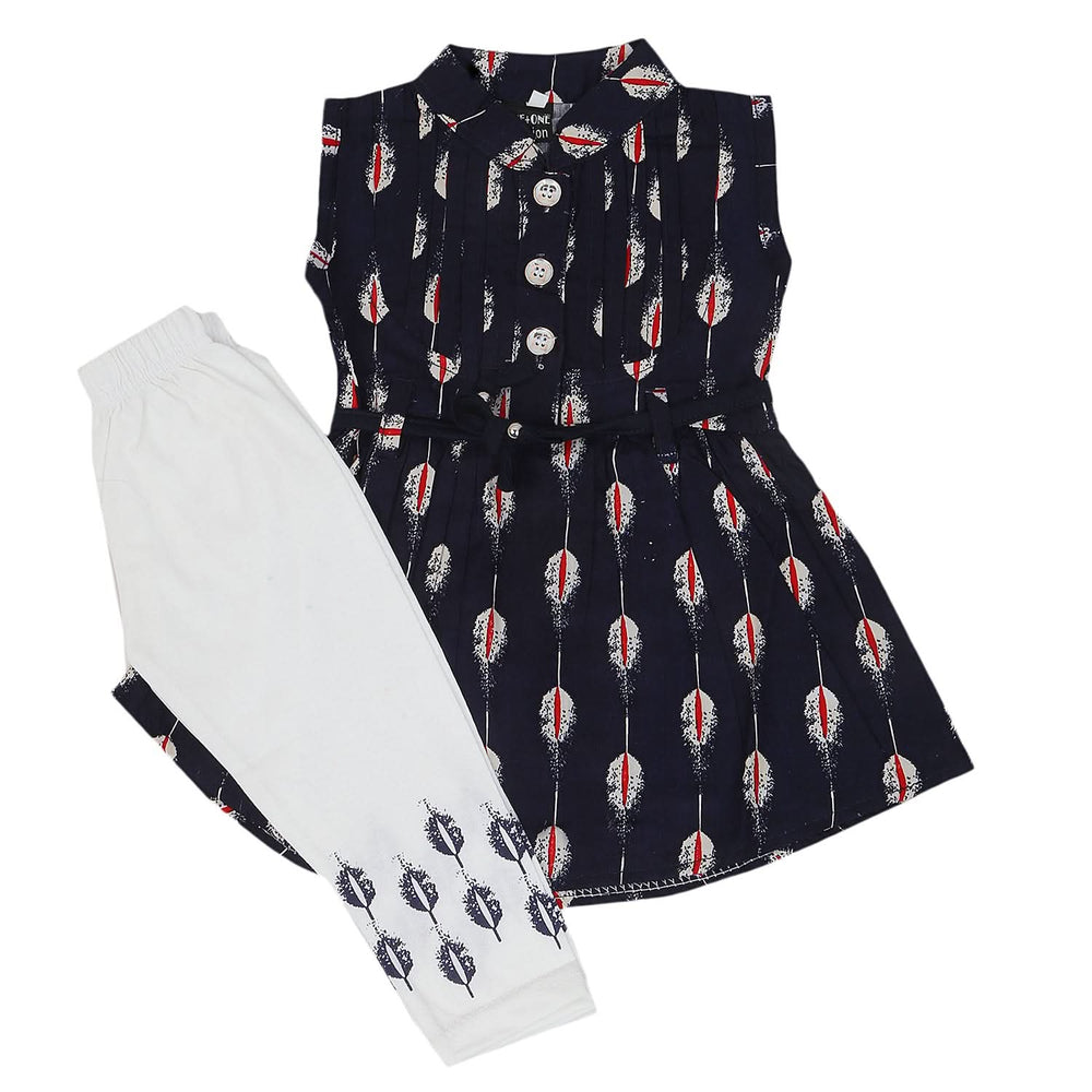 Girls Half Sleeves Tights Suit - Navy Blue, Kids, Girls Sets And Suits, Chase Value, Chase Value