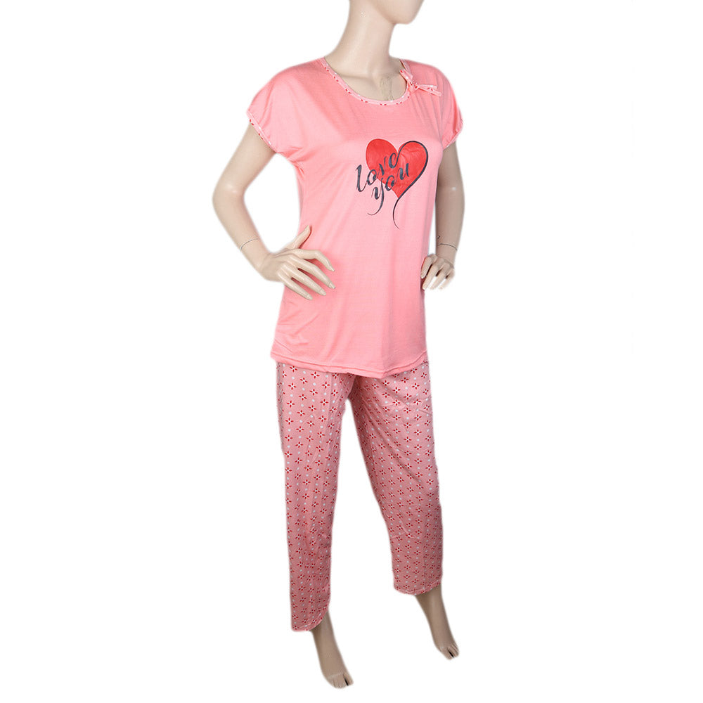 Women's 2 Piece Night Suit - Pink, Women, Night Suit, Chase Value, Chase Value