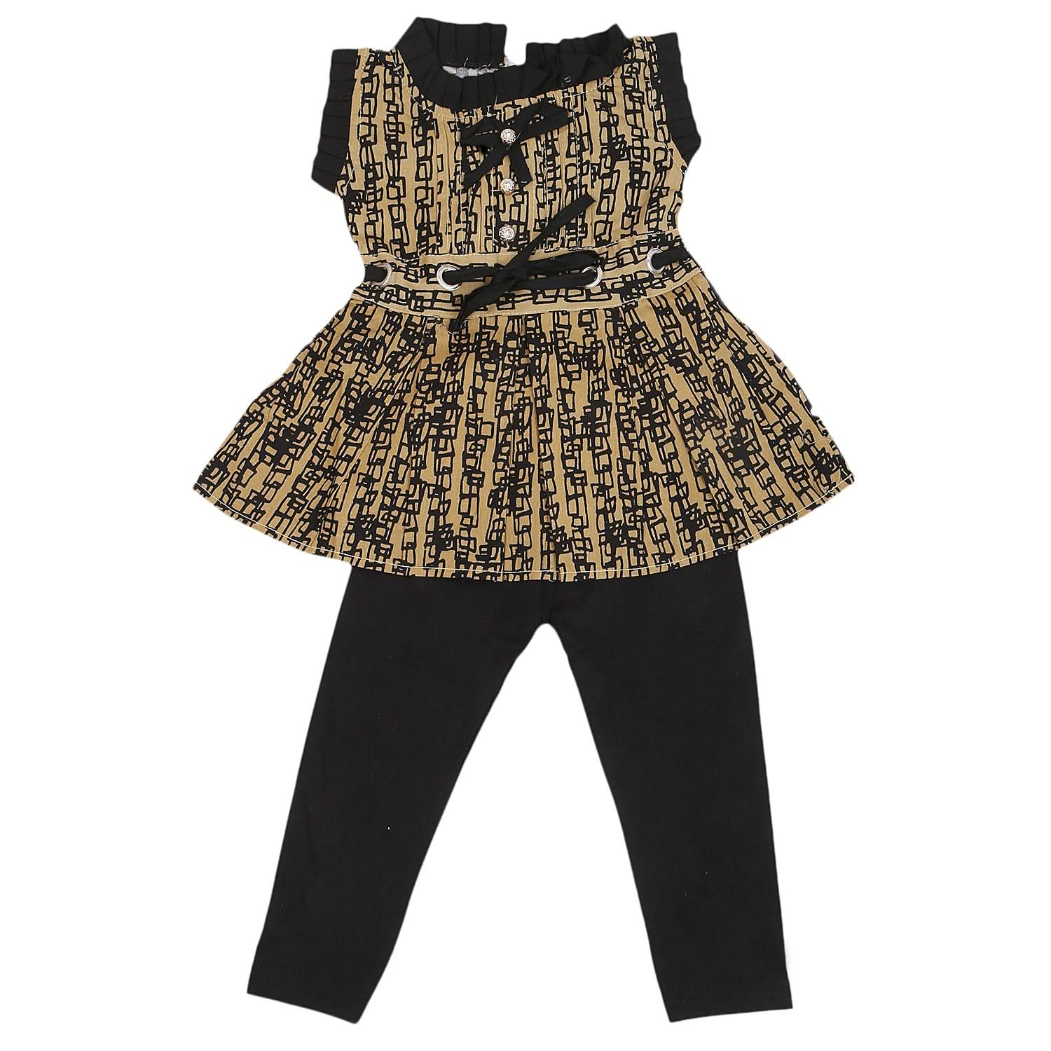 Girls Half Sleeves Tights Suit - Olive Green, Kids, Girls Sets And Suits, Chase Value, Chase Value
