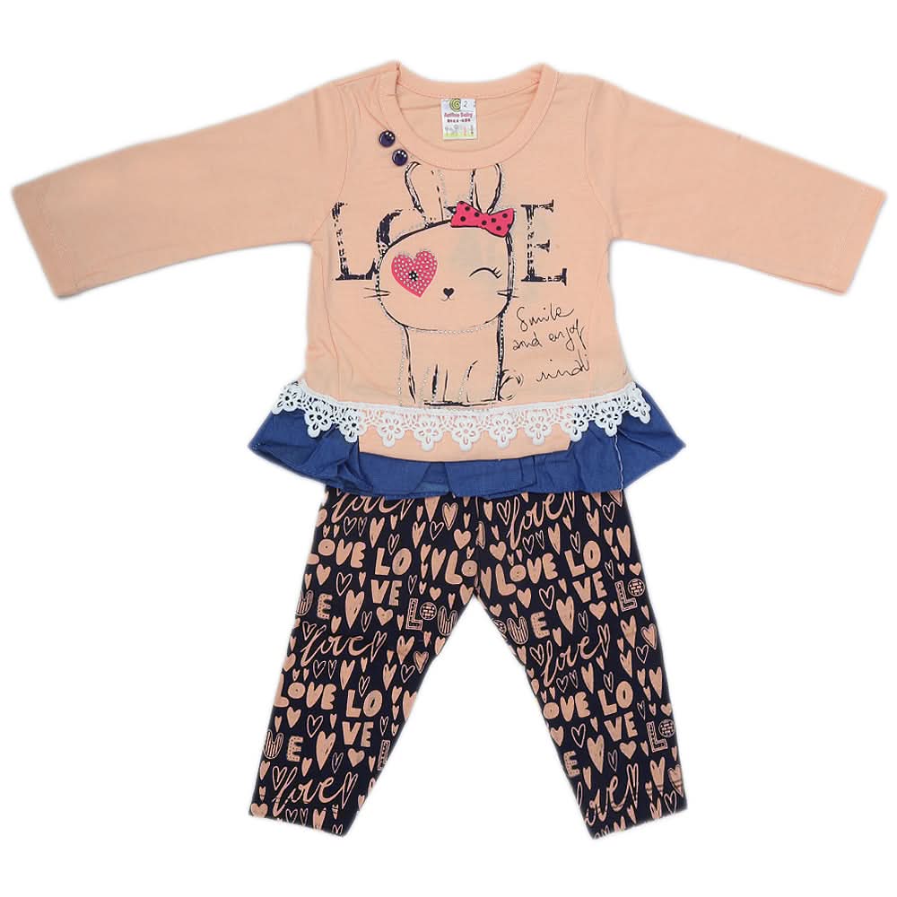 Newborn Girls Full Sleeve Suit (349) - Peach, Kids, NB Girls Sets And Suits, Chase Value, Chase Value