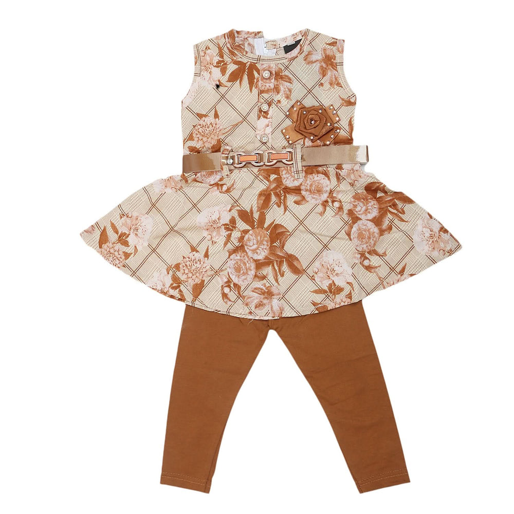 Girls Half Sleeves Tights Suits 371 - Brown, Kids, Girls Sets And Suits, Chase Value, Chase Value