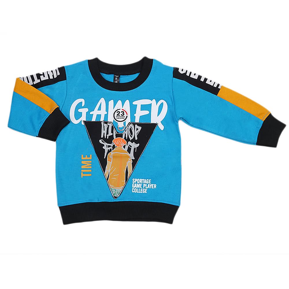 Boys Full Sleeves Terry T-Shirt - Blue, Kids, Boys T-Shirts, Chase Value, Chase Value
