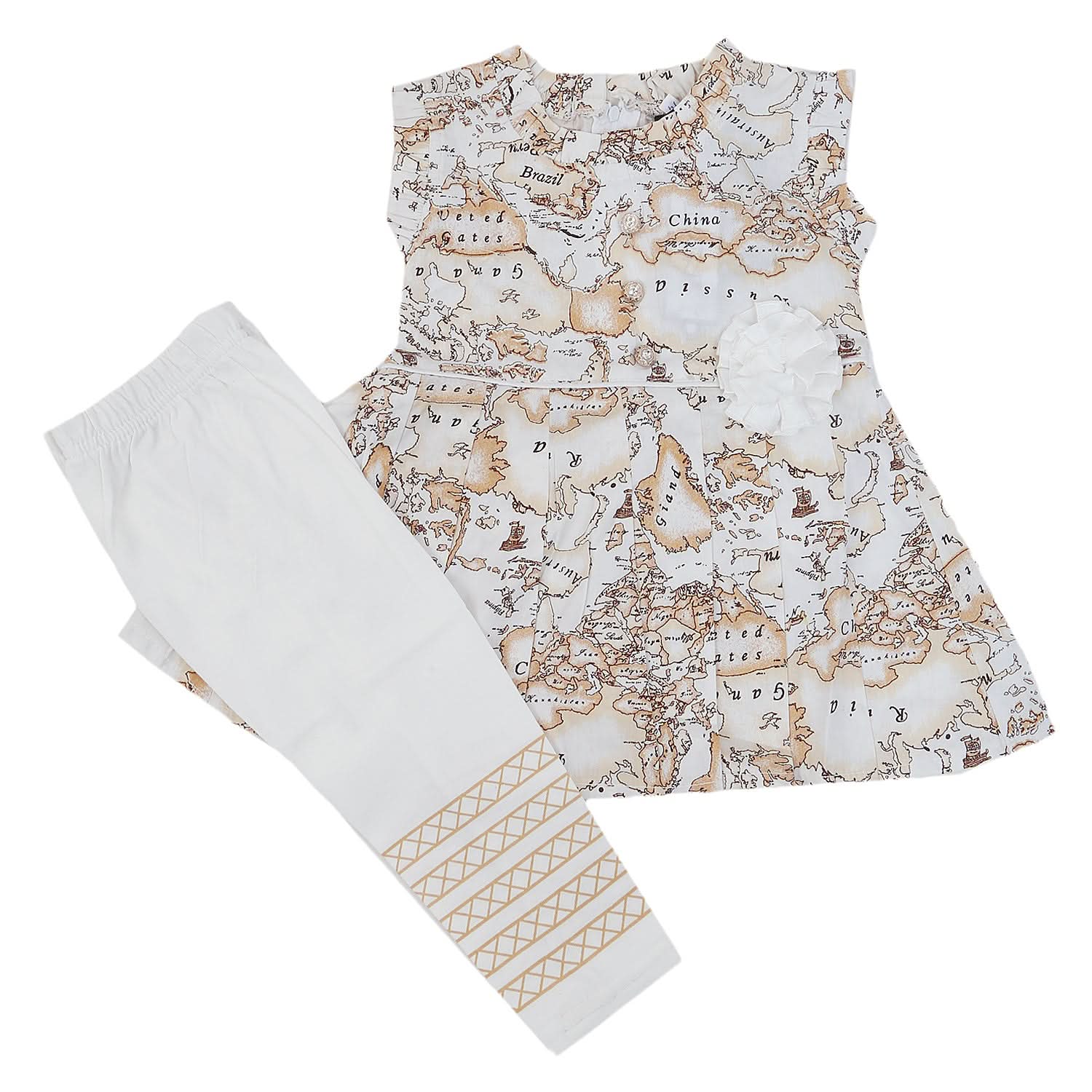Girls Half Sleeves Tights Suit - Brown, Kids, Girls Sets And Suits, Chase Value, Chase Value