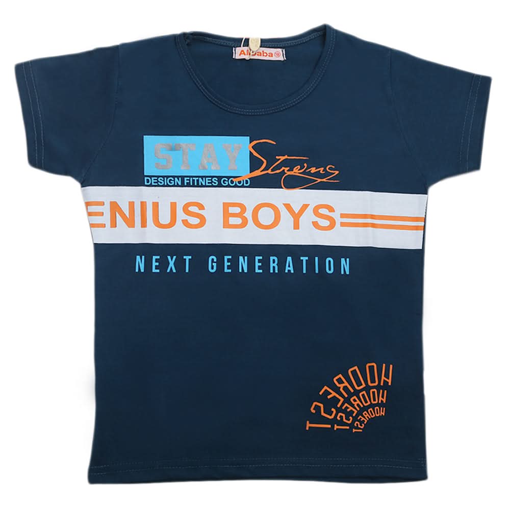 Boys Half Sleeves T-Shirt - Greenish Blue, Kids, Boys T-Shirts, Chase Value, Chase Value