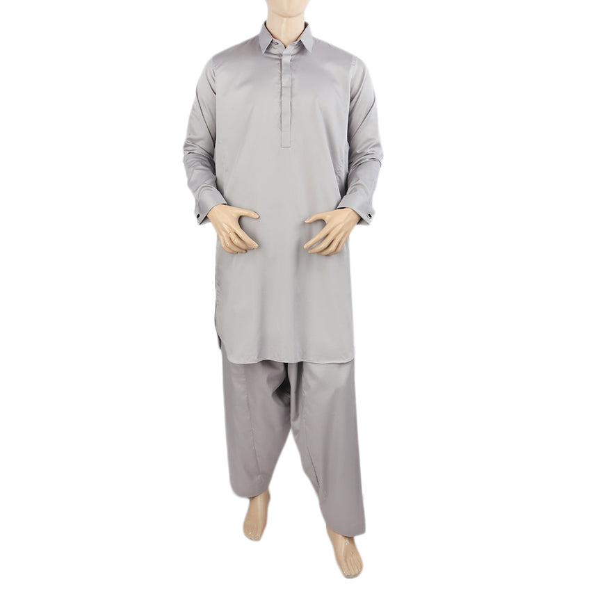 Eminent Men's Trim Fit Shalwar Suit Plain - Light Grey, Men's Shalwar Kameez, Eminent, Chase Value