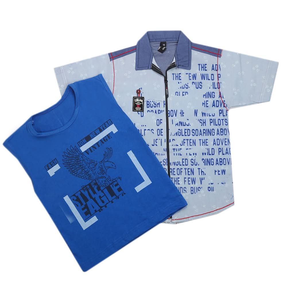 Boys Half Sleeves Casual Shirt 2Pcs - Blue, Kids, Boys Shirts, Chase Value, Chase Value