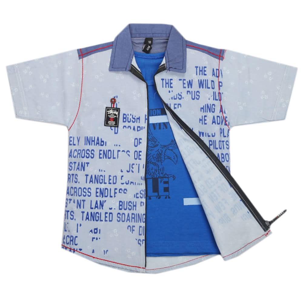 Boys Half Sleeves Casual Shirt 2Pcs - Blue, Kids, Boys Shirts, Chase Value, Chase Value