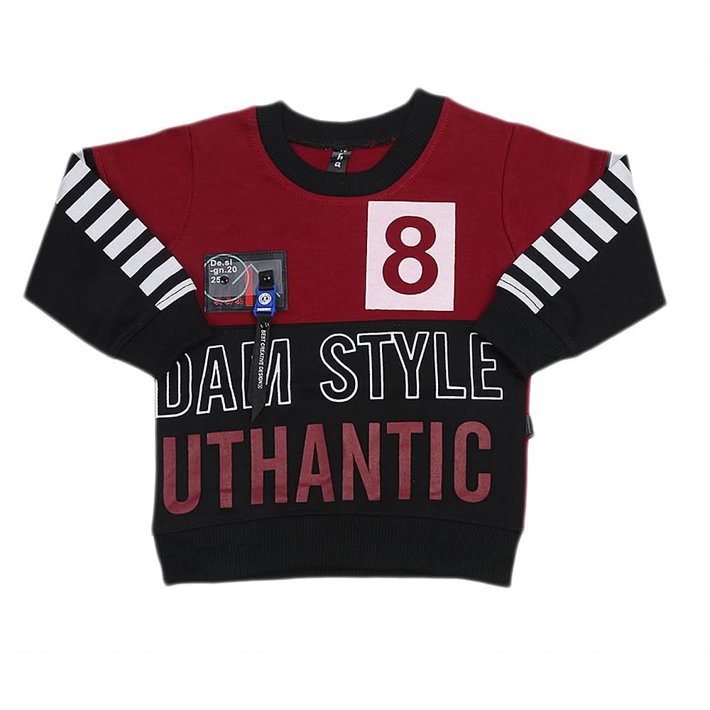 Boys Full Sleeves Terry T-Shirt - Maroon, Kids, Boys T-Shirts, Chase Value, Chase Value