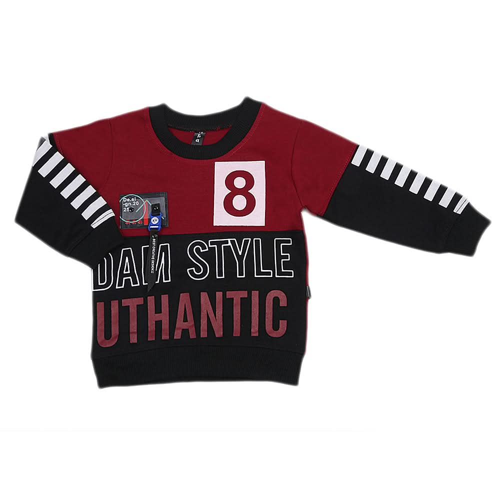 Boys Full Sleeves Terry T-Shirt - Maroon, Kids, Boys T-Shirts, Chase Value, Chase Value