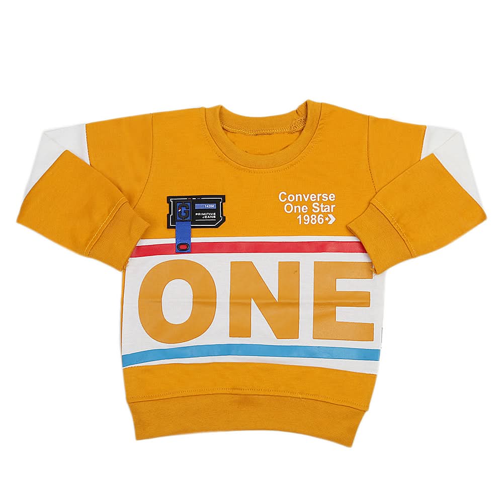 Boys Full Sleeves Terry T-Shirt - Mustard, Kids, Boys T-Shirts, Chase Value, Chase Value
