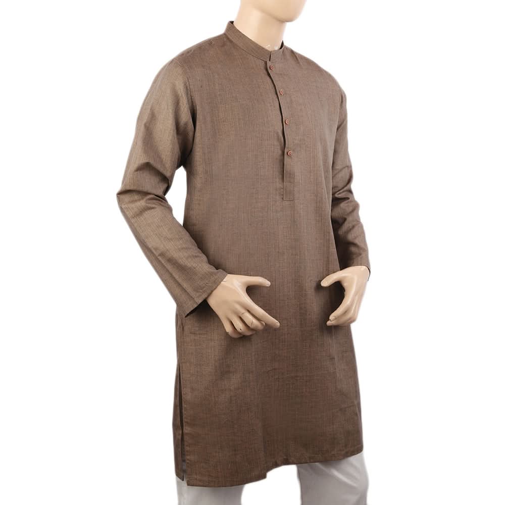 Men's Mashriq Slim Fit Kurta Plain - Brown, Men's Kurtas, Chase Value, Chase Value