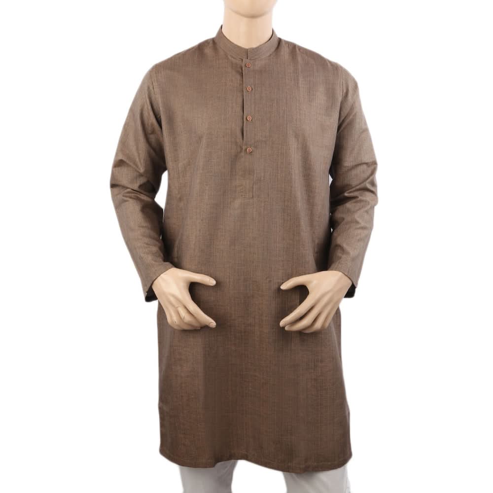 Men's Mashriq Slim Fit Kurta Plain - Brown, Men's Kurtas, Chase Value, Chase Value