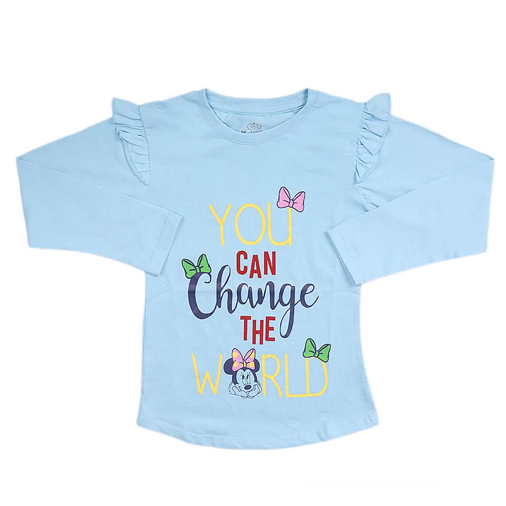 Girls Full Sleeves Jersey T-Shirt - Blue, Kids, Girls T-Shirts, Chase Value, Chase Value