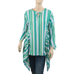 Women's Stripe Printed Western Top-02 - Green, Women T-Shirts & Tops, Chase Value, Chase Value