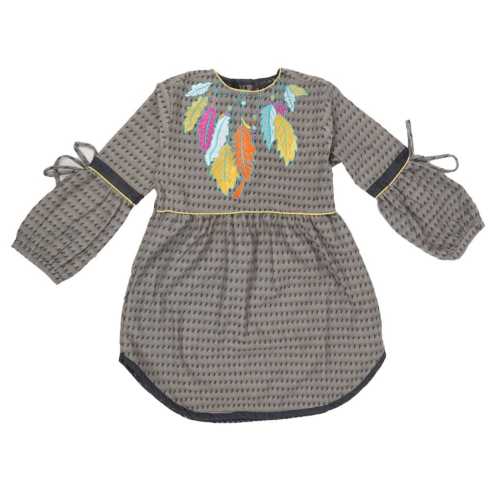 Girls Full Sleeves Embroidered Kurti 6B-237 - Beige, Kids, Girls Kurti, Chase Value, Chase Value