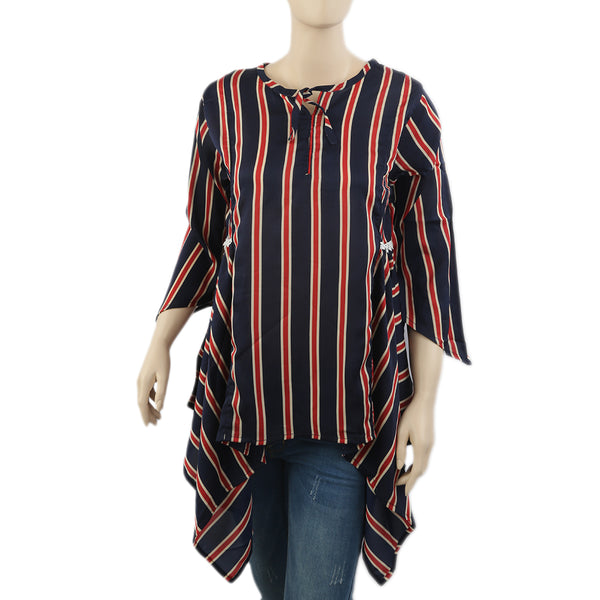 Women's Stripe Printed Western Top-02 - Dark Blue, Women T-Shirts & Tops, Chase Value, Chase Value