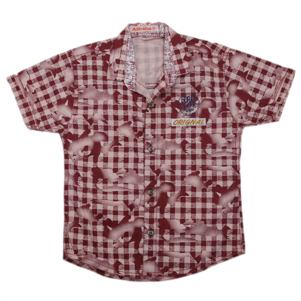 Boys Half Sleeves Casual Shirt - Maroon, Kids, Boys Shirts, Chase Value, Chase Value