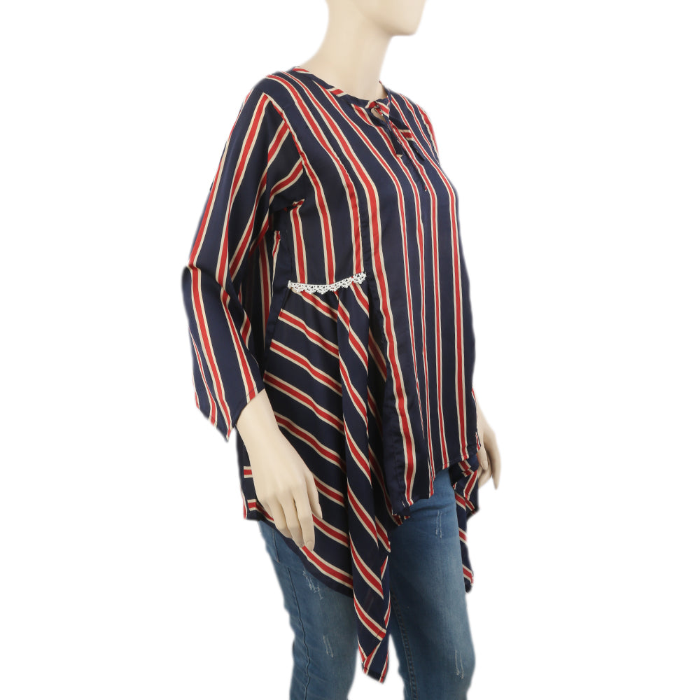 Women's Stripe Printed Western Top-02 - Dark Blue, Women T-Shirts & Tops, Chase Value, Chase Value
