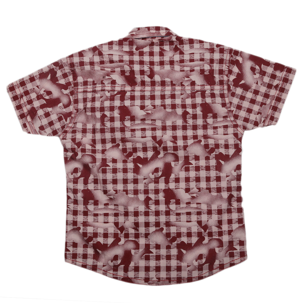 Boys Half Sleeves Casual Shirt - Maroon, Kids, Boys Shirts, Chase Value, Chase Value