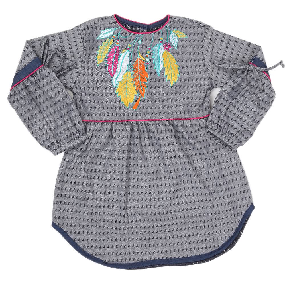 Girls Full Sleeves Embroidered Kurti 6B-237 - Grey, Kids, Girls Kurti, Chase Value, Chase Value
