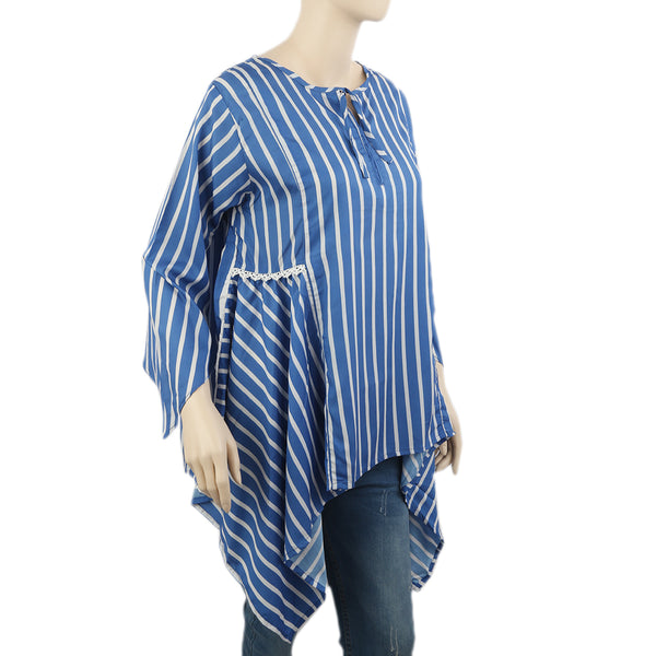 Women's Stripe Printed Western Top-02 - Blue, Women T-Shirts & Tops, Chase Value, Chase Value