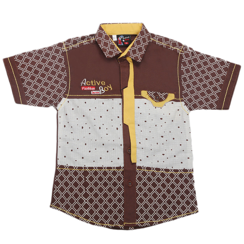 Boys Half Sleeves Casual Shirt -Brown, Kids, Boys Shirts, Chase Value, Chase Value