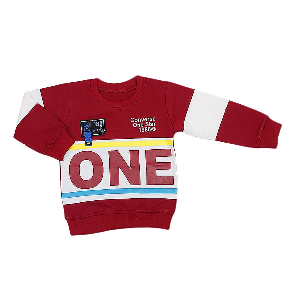 Boys Full Sleeves Terry T-Shirt - Maroon, Kids, Boys T-Shirts, Chase Value, Chase Value