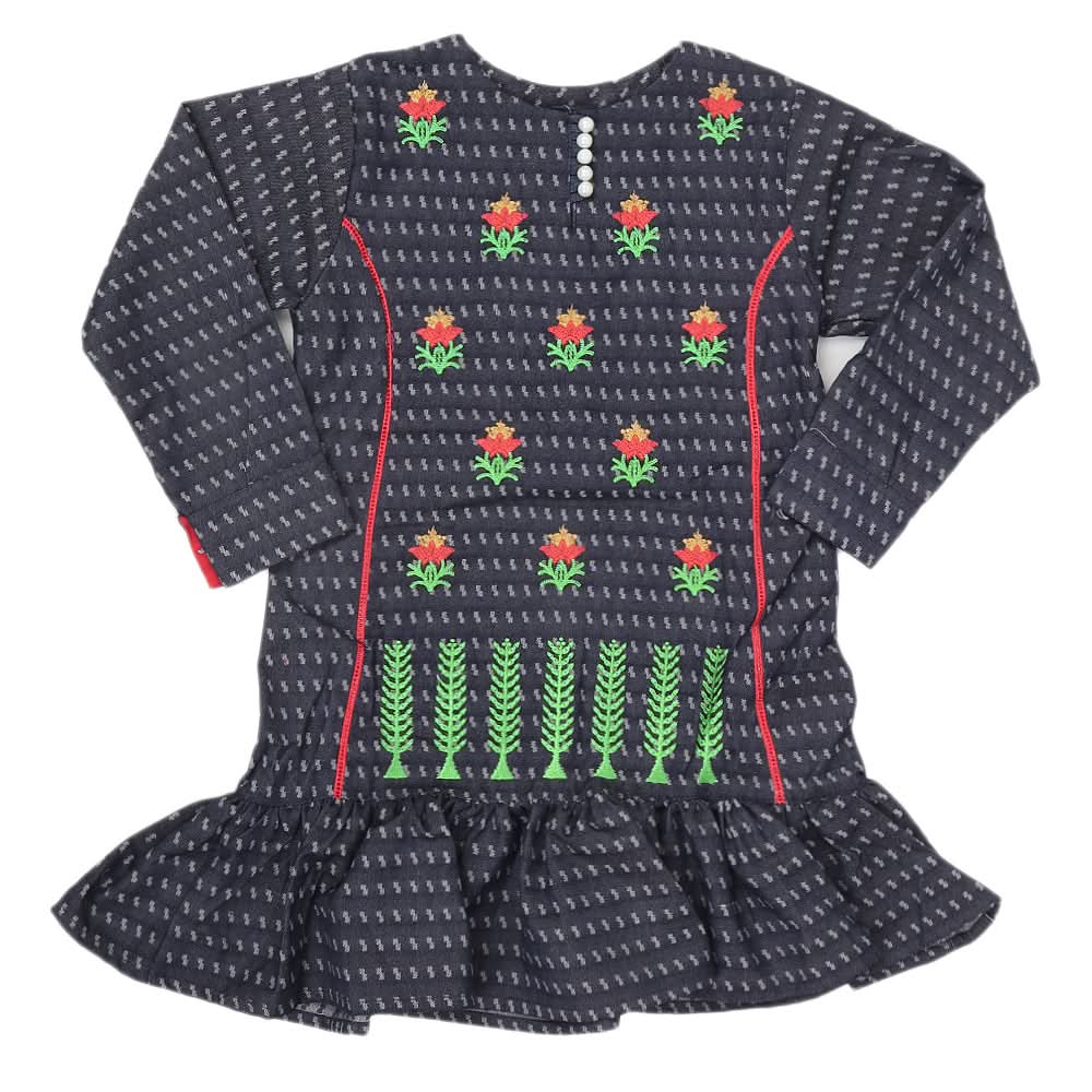 Girls Full Sleeves Embroidered Kurti - Blue, Kids, Girls Kurti, Chase Value, Chase Value