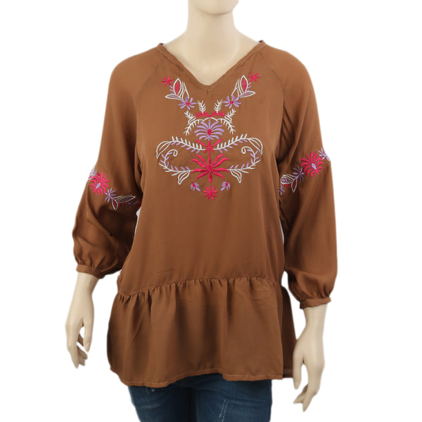Women's Western Top-01 - Brown, Women T-Shirts & Tops, Chase Value, Chase Value