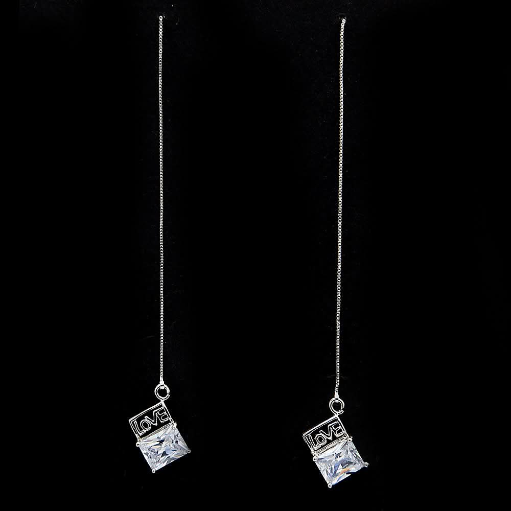 Women's Zircon Earring - Silver, Women, Earrings & Tops, Chase Value, Chase Value