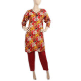 Women's Printed Lawn 2Pcs Stitched Suit - Red, Women, Shalwar Suits, Chase Value, Chase Value