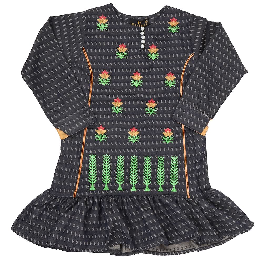 Girls Full Sleeves Embroidered Kurti - Navy Blue, Kids, Girls Kurti, Chase Value, Chase Value