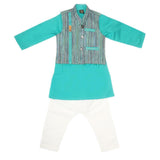 Boys WaistCoat Shalwar Suit - Sea Green, Kids, Boys Shalwar Kameez, Chase Value, Chase Value