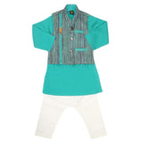 Boys WaistCoat Shalwar Suit - Sea Green, Kids, Boys Shalwar Kameez, Chase Value, Chase Value