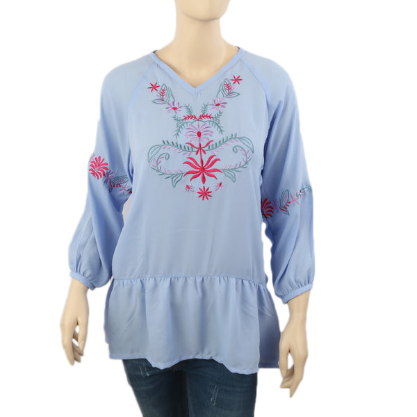 Women's Western Top-01 - Light Blue, Women T-Shirts & Tops, Chase Value, Chase Value