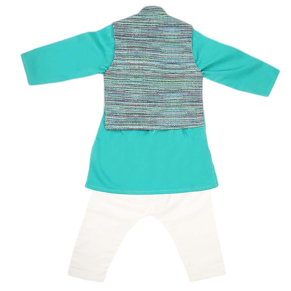 Boys WaistCoat Shalwar Suit - Sea Green, Kids, Boys Shalwar Kameez, Chase Value, Chase Value