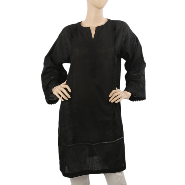 Women's Kurti With Lace - Black, Women Ready Kurtis, Chase Value, Chase Value