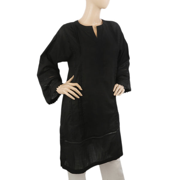Women's Kurti With Lace - Black, Women Ready Kurtis, Chase Value, Chase Value