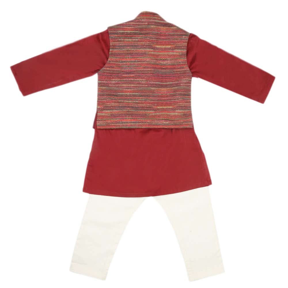 Boys WaistCoat Shalwar Suit - Maroon, Kids, Boys Shalwar Kameez, Chase Value, Chase Value
