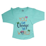 Girls Full Sleeves Jersey T-Shirt - Sea Green, Kids, Girls T-Shirts, Chase Value, Chase Value