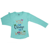 Girls Full Sleeves Jersey T-Shirt - Sea Green, Kids, Girls T-Shirts, Chase Value, Chase Value
