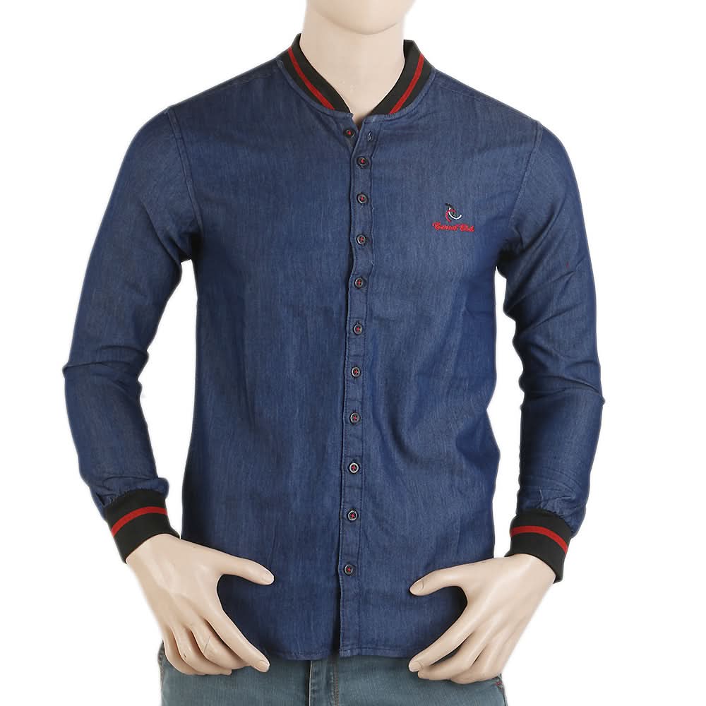 Men's Casual Club Rib Denim Shirt - Blue, Men, Shirts, Chase Value, Chase Value