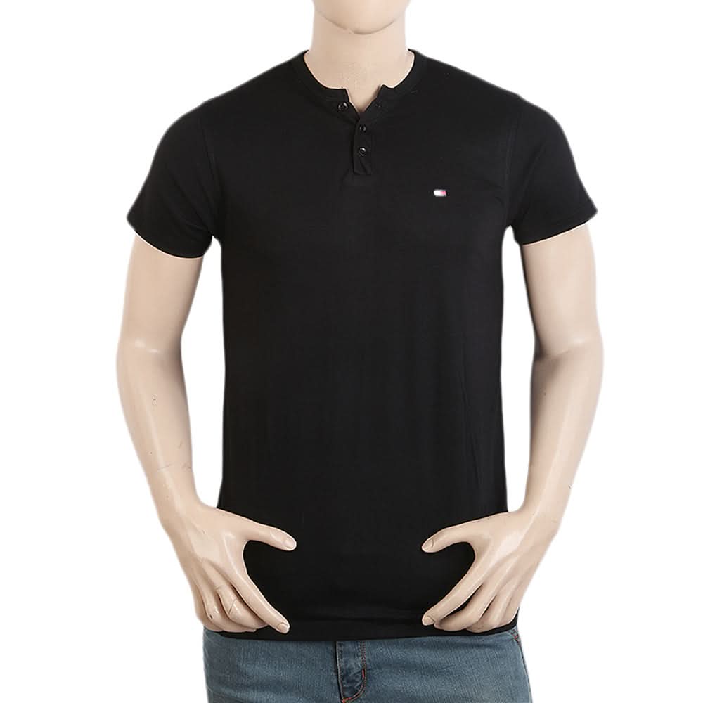 Men's Half Sleeves V Neck T-Shirt - Black, Men, T-Shirts And Polos, Chase Value, Chase Value