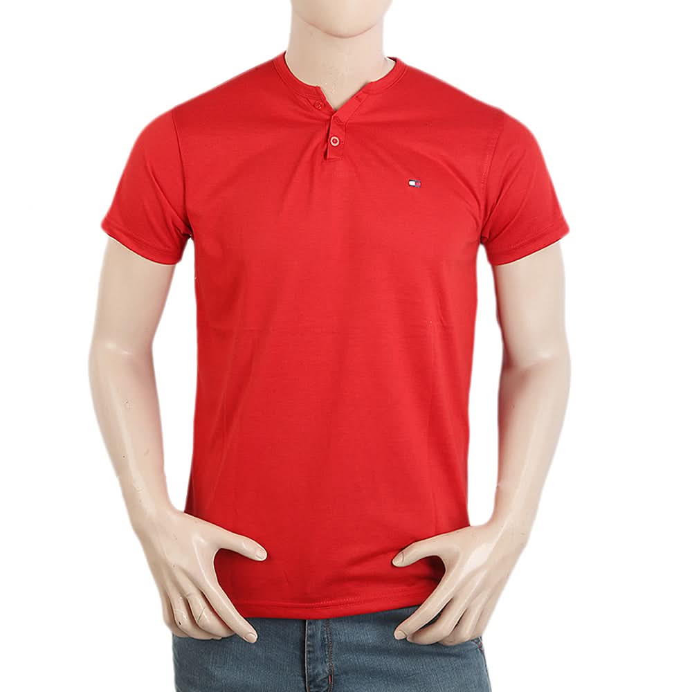 Men's Half Sleeves V Neck T-Shirt - Red, Men, T-Shirts And Polos, Chase Value, Chase Value