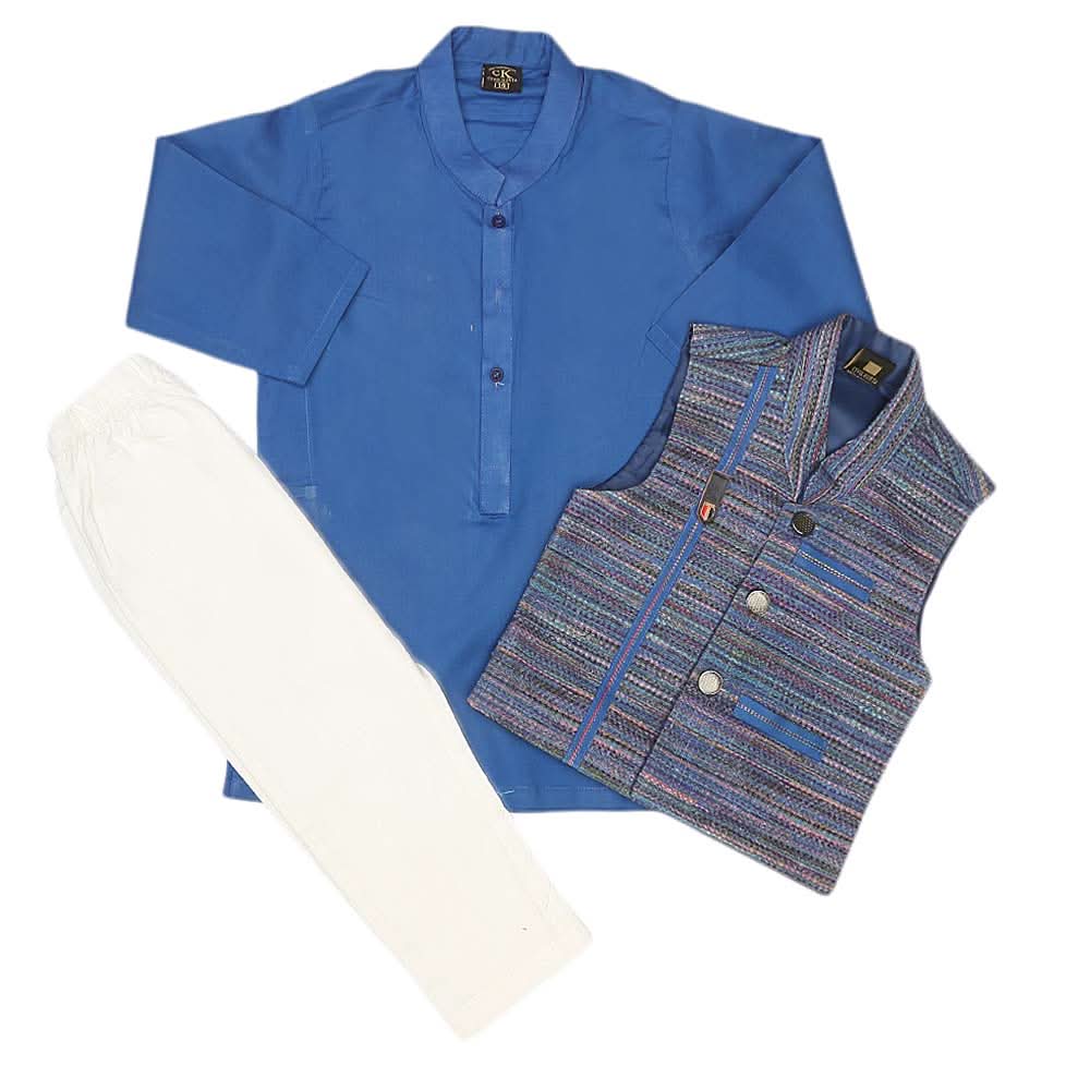 Boys WaistCoat Shalwar Suit - Royal Blue, Kids, Boys Shalwar Kameez, Chase Value, Chase Value