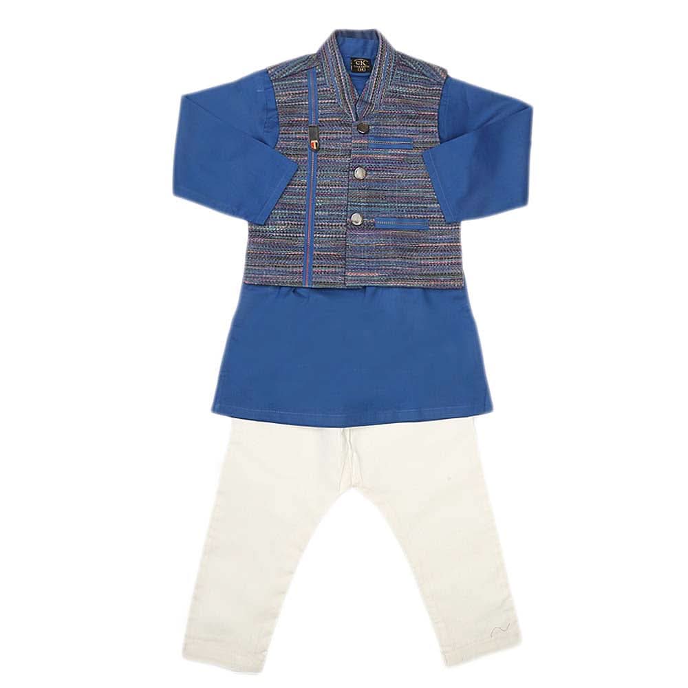 Boys WaistCoat Shalwar Suit - Royal Blue, Kids, Boys Shalwar Kameez, Chase Value, Chase Value