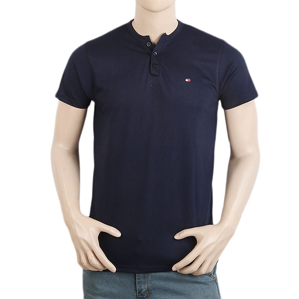Men's Half Sleeves V Neck T-Shirt - Navy Blue, Men, T-Shirts And Polos, Chase Value, Chase Value