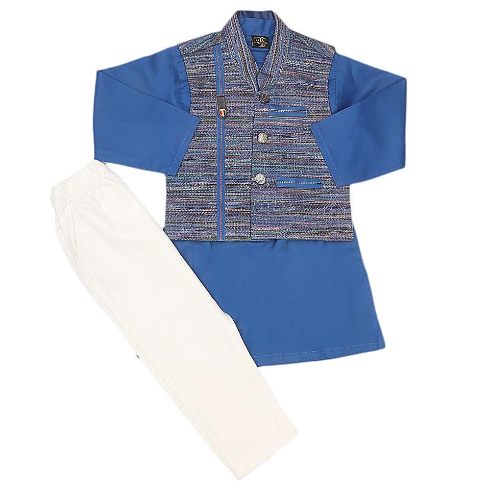 Boys WaistCoat Shalwar Suit - Royal Blue, Kids, Boys Shalwar Kameez, Chase Value, Chase Value