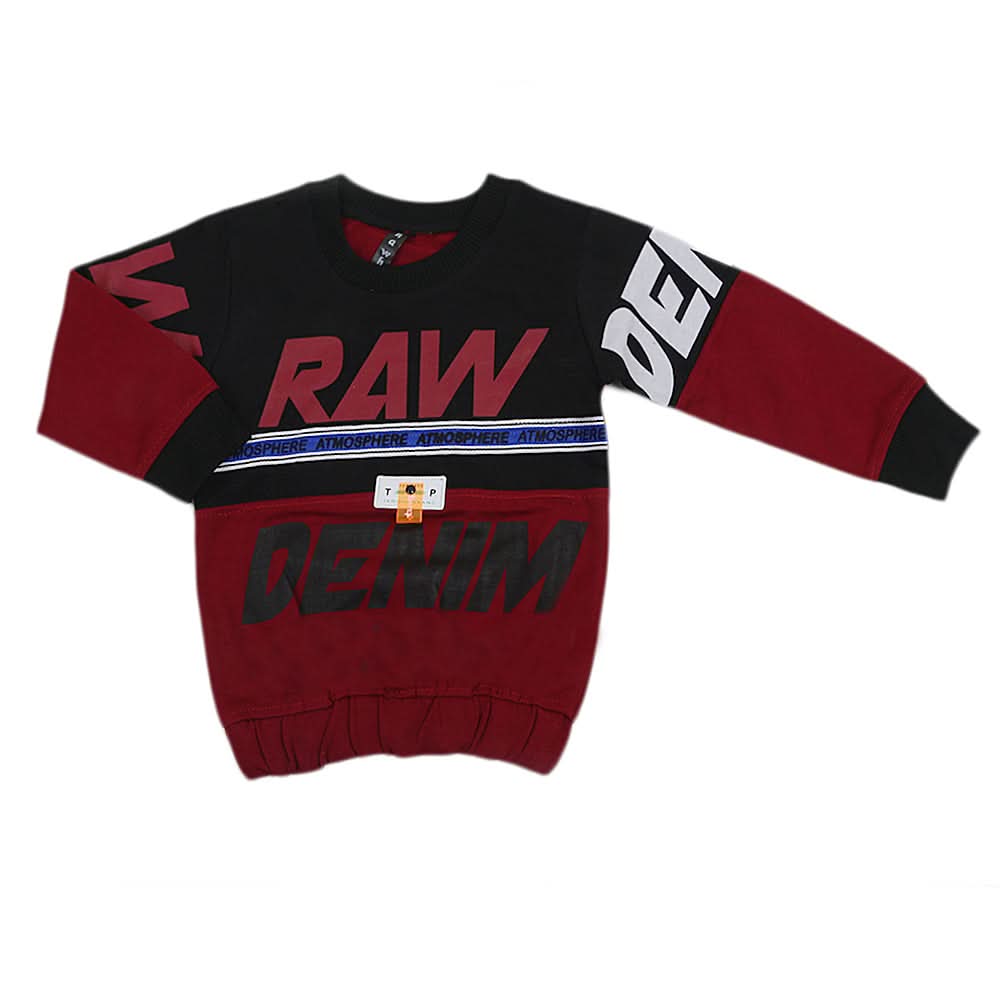 Boys Full Sleeves Terry T-Shirt - Maroon, Kids, Boys T-Shirts, Chase Value, Chase Value